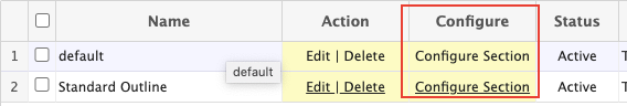 Configure Section